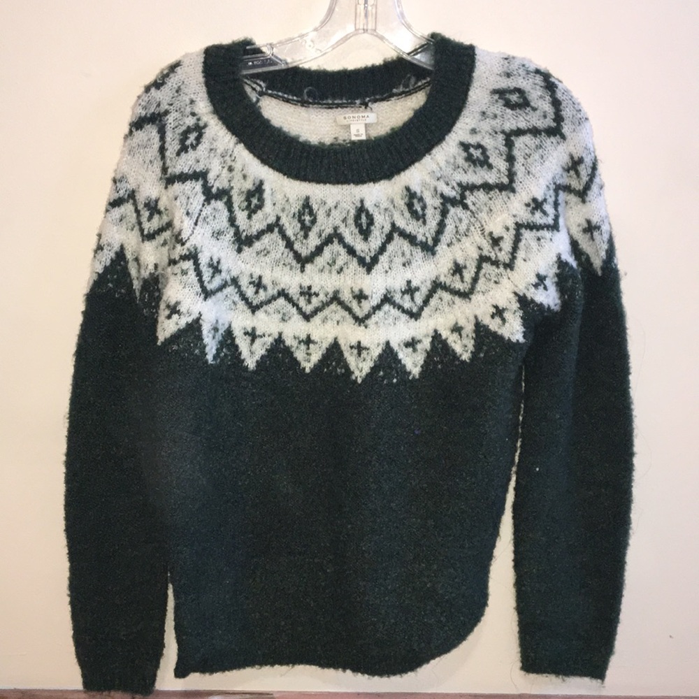 Green and White Sweater